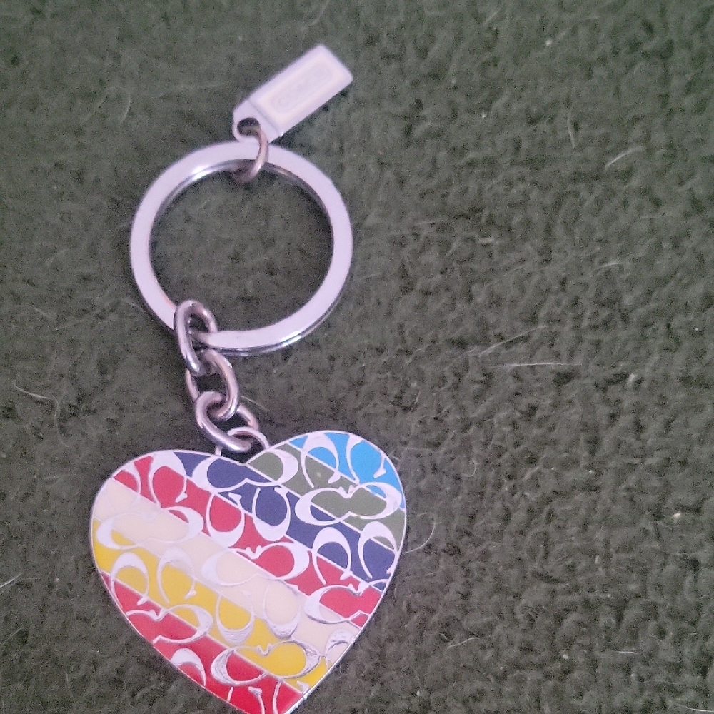 Coach Rainbow Heart Keychain